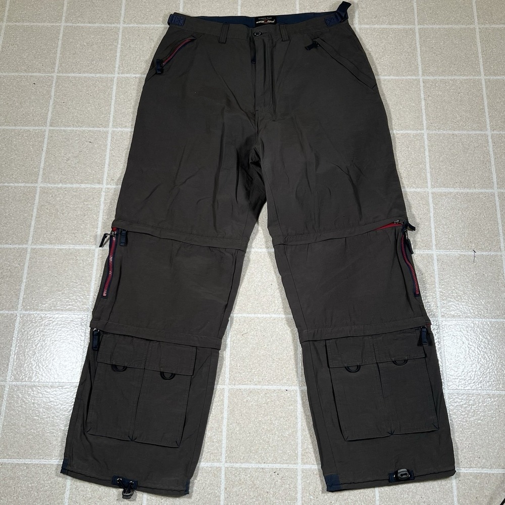 Vintage Y2K Wear First Convertible Pants 34X34 Grey Baggy Rave Parachute Cargo